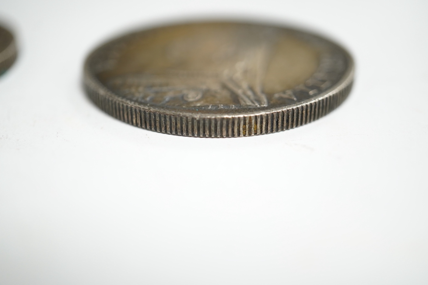 British coins, Victoria, a silver crown, 1900, two double florins, 1887 and a halfcrown, 1887